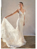 Ivory Lace Tulle Sexy Wedding Dress With Long Train Ivory Lace Tulle Sexy Wedding Dress With Long Train